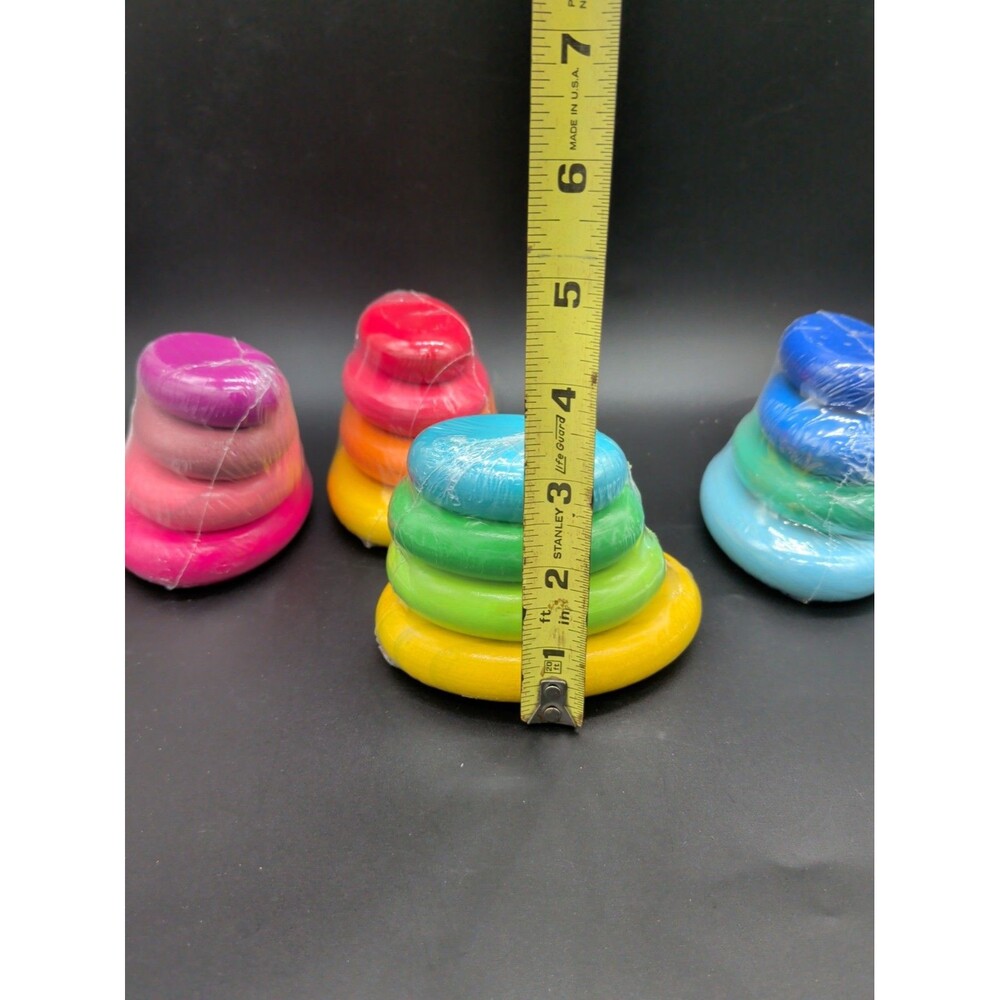Lot of 4 Wooden Rainbow Stacking Toys, Montessori Toddler Learning Set - Picture 3 of 7
